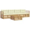 vidaXL Set vanjskih sofa 5 pcs Bijela i krem Čvrsto drvo akacije
