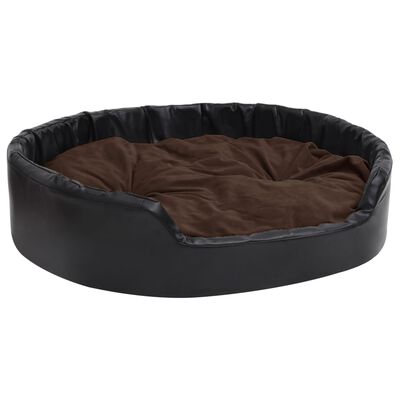 vidaXL Krevet za pse crno-smeđi 99x89x21 cm od pliša i umjetne kože