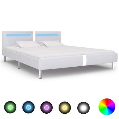 vidaXL Okvir za krevet od umjetne kože LED bijeli 180 x 200 cm
