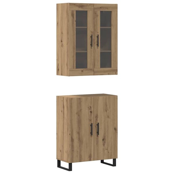 vidaXL Highboard 2 pcs hrast artisan Konstruirano drvo