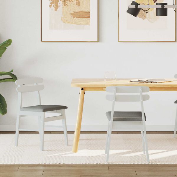 vidaXL Stolac za blagovanje 2 pcs Bijela i siva Čvrsto drvo od gume