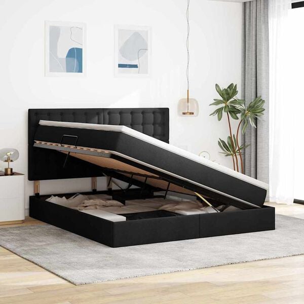 vidaXL Krevet s prostorom za pohranu s LED-om Crna 180 x 200 cm