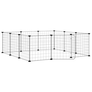 vidaXL Kavez za kućne ljubimce s 12 panela i vratima crni 105x105x35 cm čelik