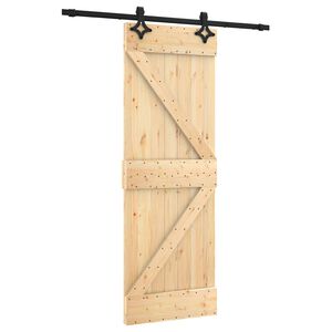 vidaXL Klizna vrata Prirodna i crna 70 x 210 cm Čvrsta borovina