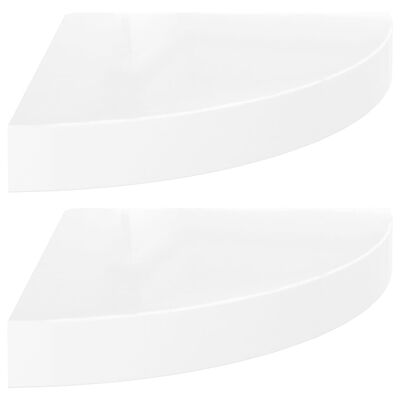 vidaXL Plutajuće kutne police 2 kom sjajne bijele 25 x 25 x 3,8 cm MDF