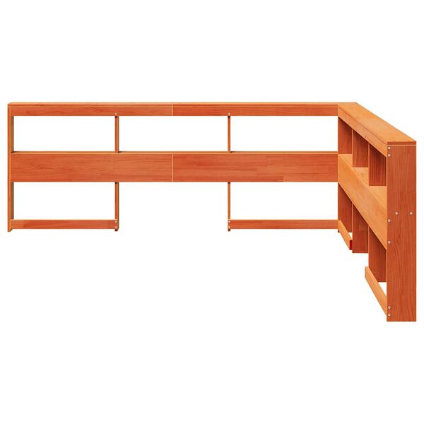 vidaXL Polica za knjige uzglavlje L-oblika vo&scaron;tano smeđe borovine