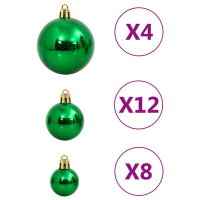vidaXL Set božićnih kuglica 112 komada crveni/zeleni/zlatni polistiren