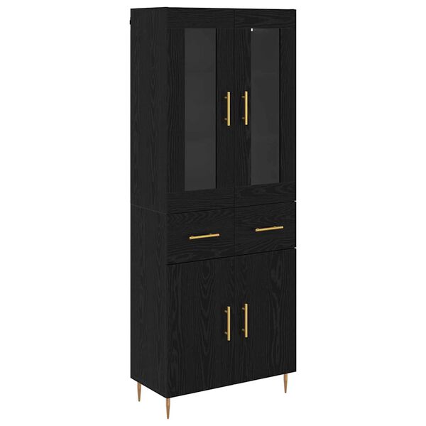 vidaXL Highboard s ladicama 2 pcs Crni hrast Konstruirano drvo