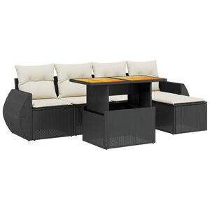 vidaXL 6-dijelni set vrtnih sofa s jastucima crni od poliratana