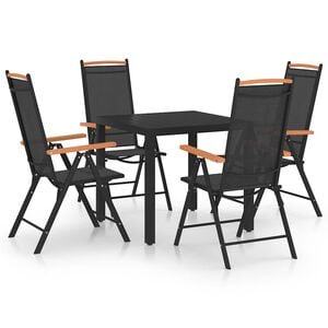 vidaXL 5-dijelni vrtni blagovaonski set aluminijski crni