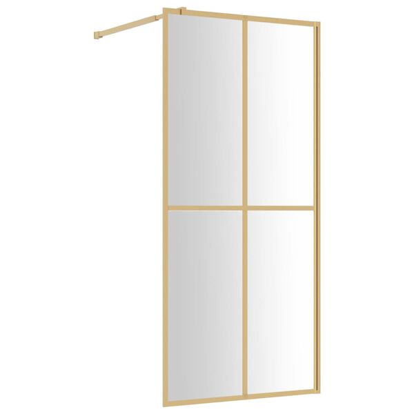 vidaXL Stijenka za walk-in tuš sa staklom ESG zlatna 100 x 195 cm