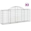 vidaXL Lučne gabionske ko&scaron;are 3 kom 200x30x80/100 cm pocinčano željezo