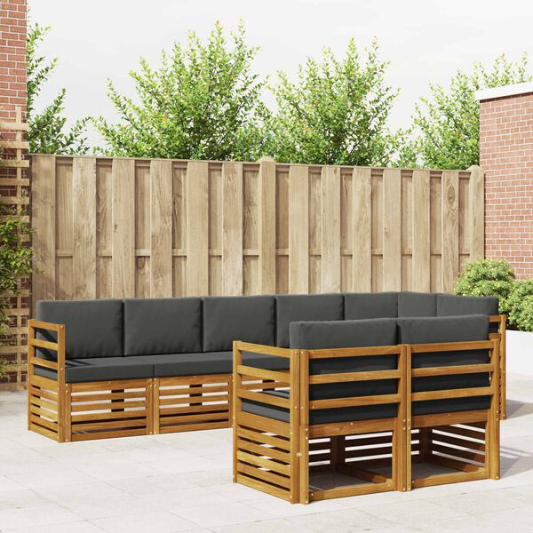 vidaXL Setovi sofa 8 pcs Prirodna i antracit Čvrsto drvo akacije