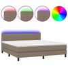 vidaXL Krevet box spring s madracem LED smeđesivi 180x200 cm tkanina