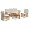 vidaXL Set vanjskih sofa 6 kom. 5-sjedala Prirodna i krema bijela