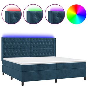 vidaXL Krevet box spring s madracem LED tamnoplavi 200x200 cm bar&scaron;un