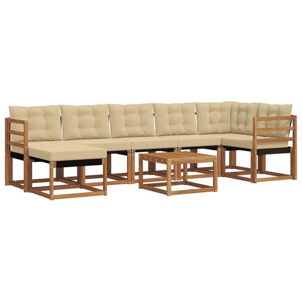 vidaXL Set vanjskih sofa s jastukom 8 pcs Prirodna i bež