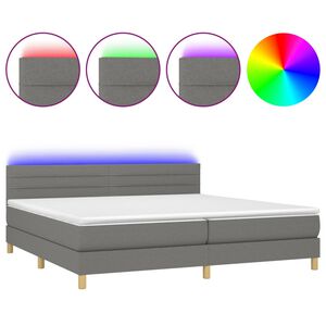 vidaXL Krevet box spring s madracem LED tamnosivi 200x200 cm tkanina