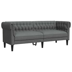 vidaXL Chesterfield Sofa Tamno siva 201.5 x 74.5 x 74.5 cm tkanina