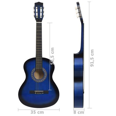 vidaXL Klasična gitara za početnike i djecu plava 3/4 36"