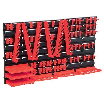 vidaXL 71-dijelni komplet za pohranu sa zidnim pločama crveno-crni