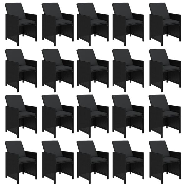 vidaXL 21-dijelni vrtni blagovaonski set s jastucima poliratan crni