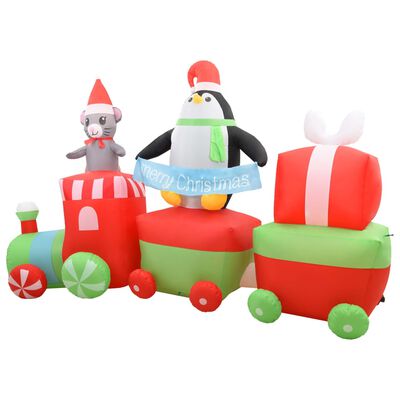 vidaXL Božićni pingvin i miš na napuhavanje na vlaku LED IP44 350 cm