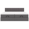vidaXL Otomanski krevet s madracima i LED sivi 160x200cm umjetna koža