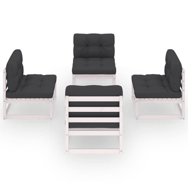 vidaXL 4-dijelna vrtna garnitura od masivne borovine s jastucima