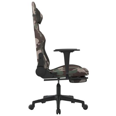 vidaXL Masažna igraća stolica od tkanine s osloncem crno-maskirna