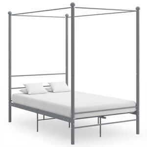 vidaXL Okvir za krevet s nadstre&scaron;nicom sivi metalni 120 x 200 cm