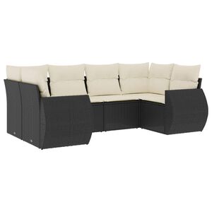 vidaXL 6-dijelni set vrtnih sofa s jastucima crni od poliratana