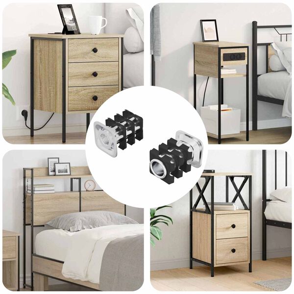 vidaXL Navojni umetak za cijev 2 pcs Crna i srebrna Cinkani čelik