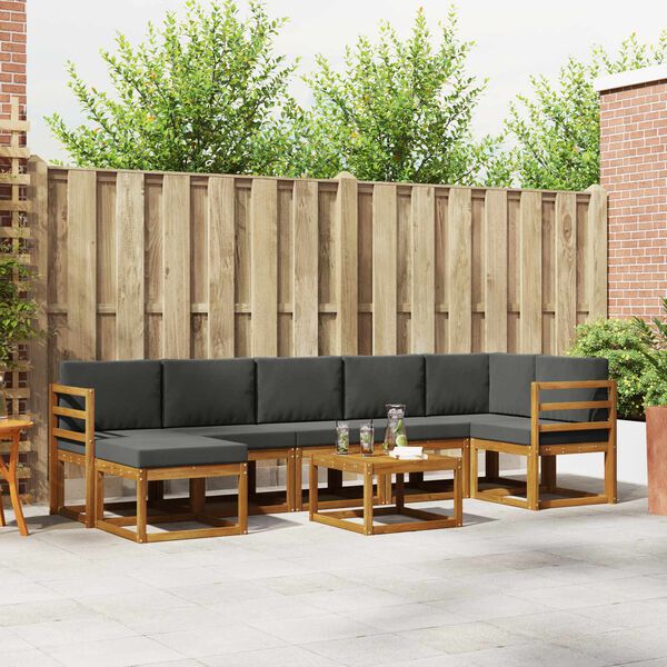 vidaXL Set vanjskih sofa s jastukom 8 pcs Prirodna i antracit