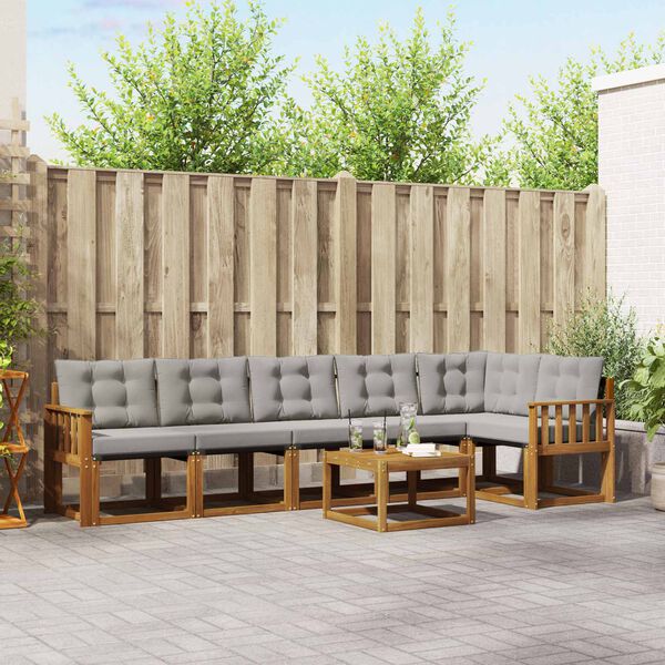 vidaXL Set vanjskih sofa s jastukom 7 pcs Prirodna i svijetlo siva