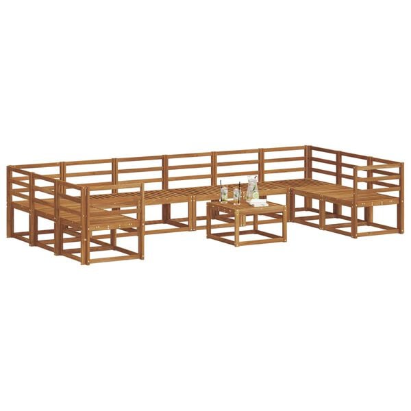 vidaXL Set vanjskih sofa 11 pcs Prirodna Čvrsto drvo akacije