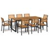 vidaXL 9-dijelni vrtni blagovaonski set od bagremovog drva i metala