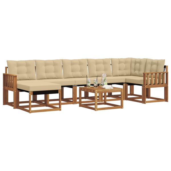vidaXL Set vanjskih sofa s jastukom 8 pcs Prirodna i bež