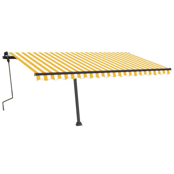 vidaXL Samostojeća tenda na ručno uvlačenje 450 x 350 cm žuto-bijela