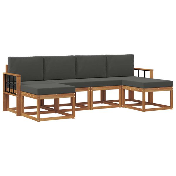 vidaXL Set vanjskih sofa s jastukom 6 pcs Prirodna i antracit