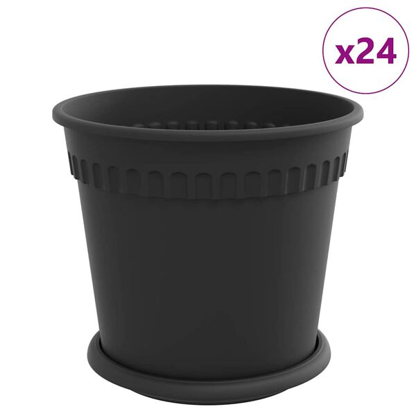vidaXL Saksije za biljke 24 pcs Crna &Oslash; 19 x 16 cm Plastika