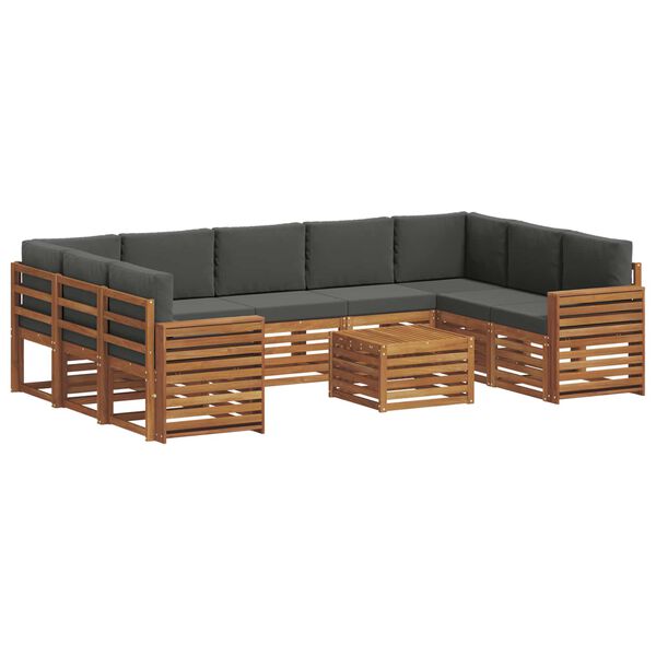 vidaXL Setovi sofa 10 pcs Prirodna i antracit Čvrsto drvo akacije