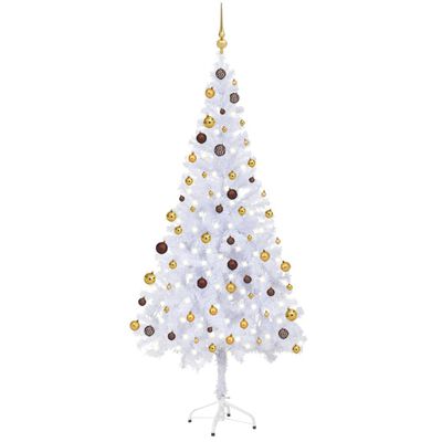 vidaXL Umjetno osvijetljeno božićno drvce s kuglicama 180 cm 620 grana