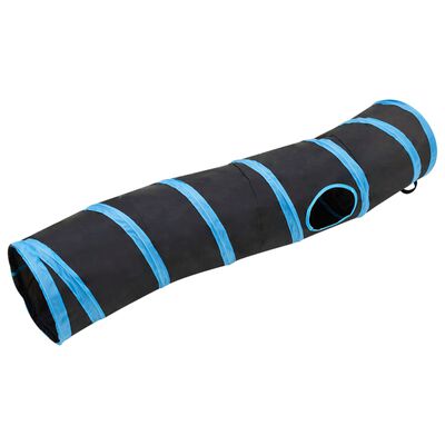 vidaXL Tunel za mačke S-oblika crno-plavi 122 cm poliesterski