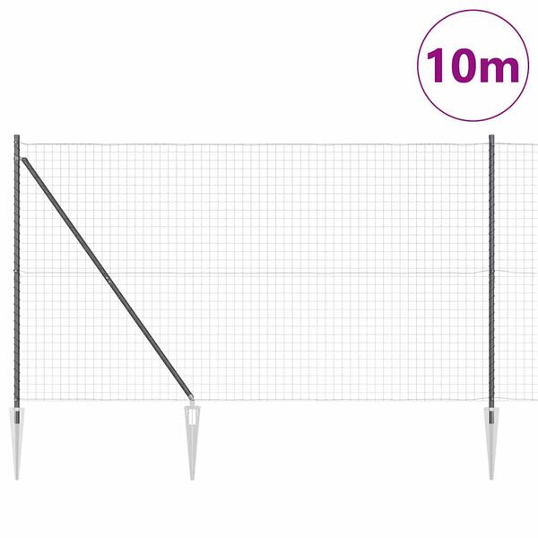 vidaXL Ograda s postovima Siva 1,6 x 10 m Čelik i PVC