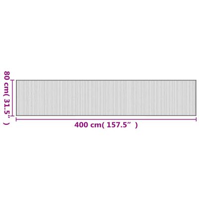 vidaXL Tepih pravokutni sivi 80 x 400 cm od bambusa