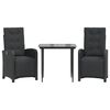 vidaXL 3-dijelni bistro set s jastucima crni od poliratana