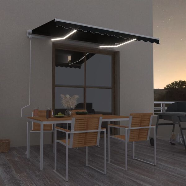 vidaXL Automatska tenda sa senzorom za vjetar LED 300x250 cm antracit