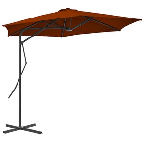 vidaXL Vrtni suncobran s čeličnim stupom 300 x 230 cm terakota
