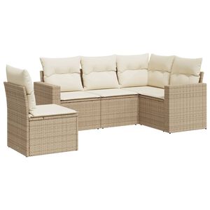 vidaXL 5-dijelni vrtni set sofa s jastucima bež od poliratana
